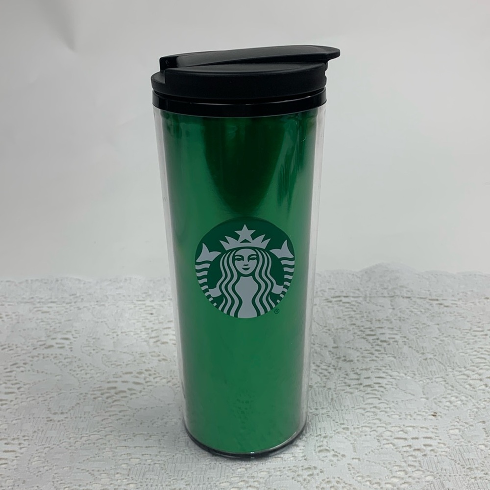 Starbucks 2020 16oz Travel Tumbler mug cup Metallic green Black New NWOT Coffee